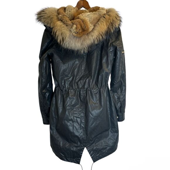 SAM. Parka Carbon Rabbit Fur Lined Zipper Jacket - Picture 5 of 16